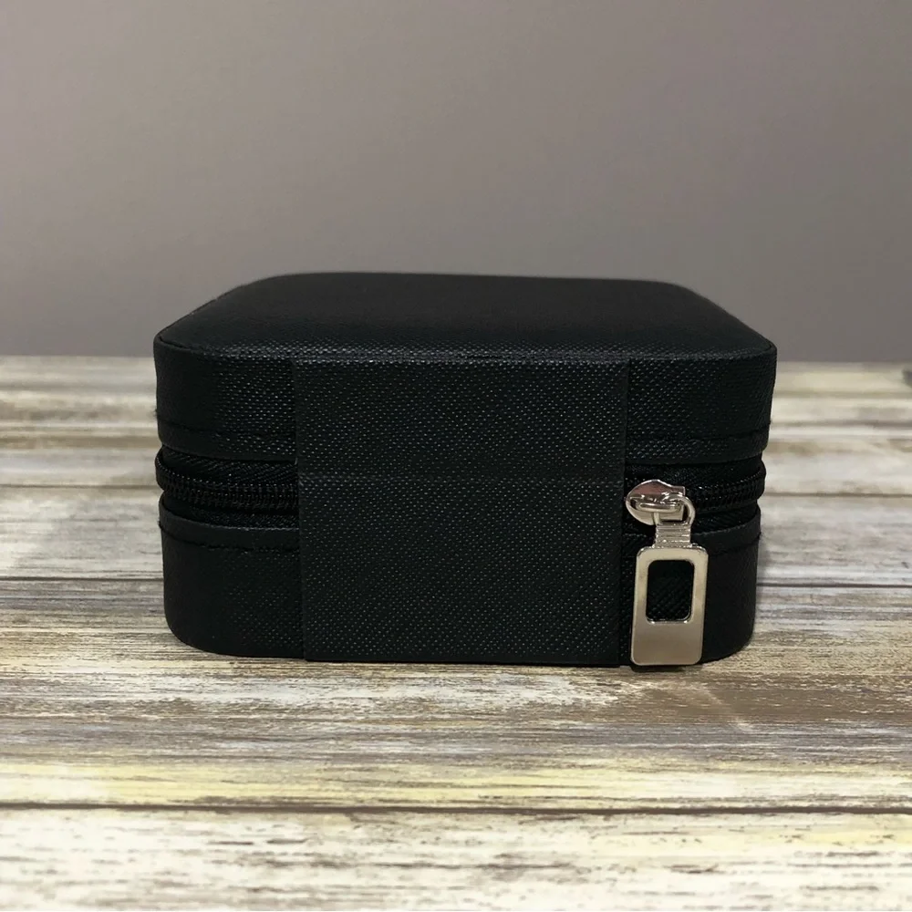 Small Black Zip Top Jewelry Box